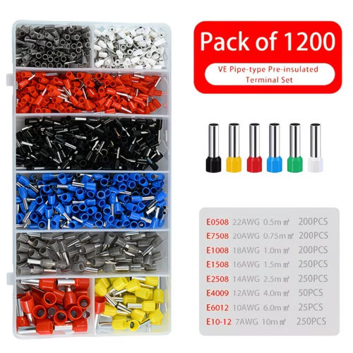 8 Sizes Wire Ferrule Kit - 1200 pcs (Bootlace Ferrules)